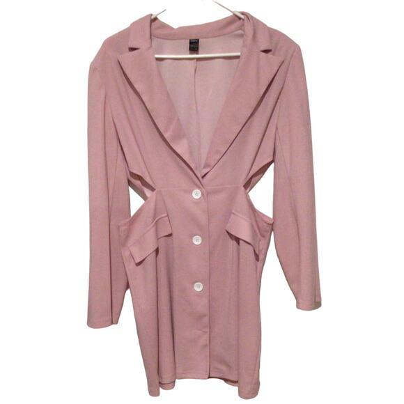 Shein Women’s Pink Long Sleeve Cut Out Stretch Dress Size 12 US Trendy Party - Picture 1 of 3